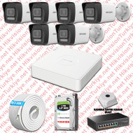 Hikvision İp 06 Kameralı Set 1080p Colorvu Mikrofonlu